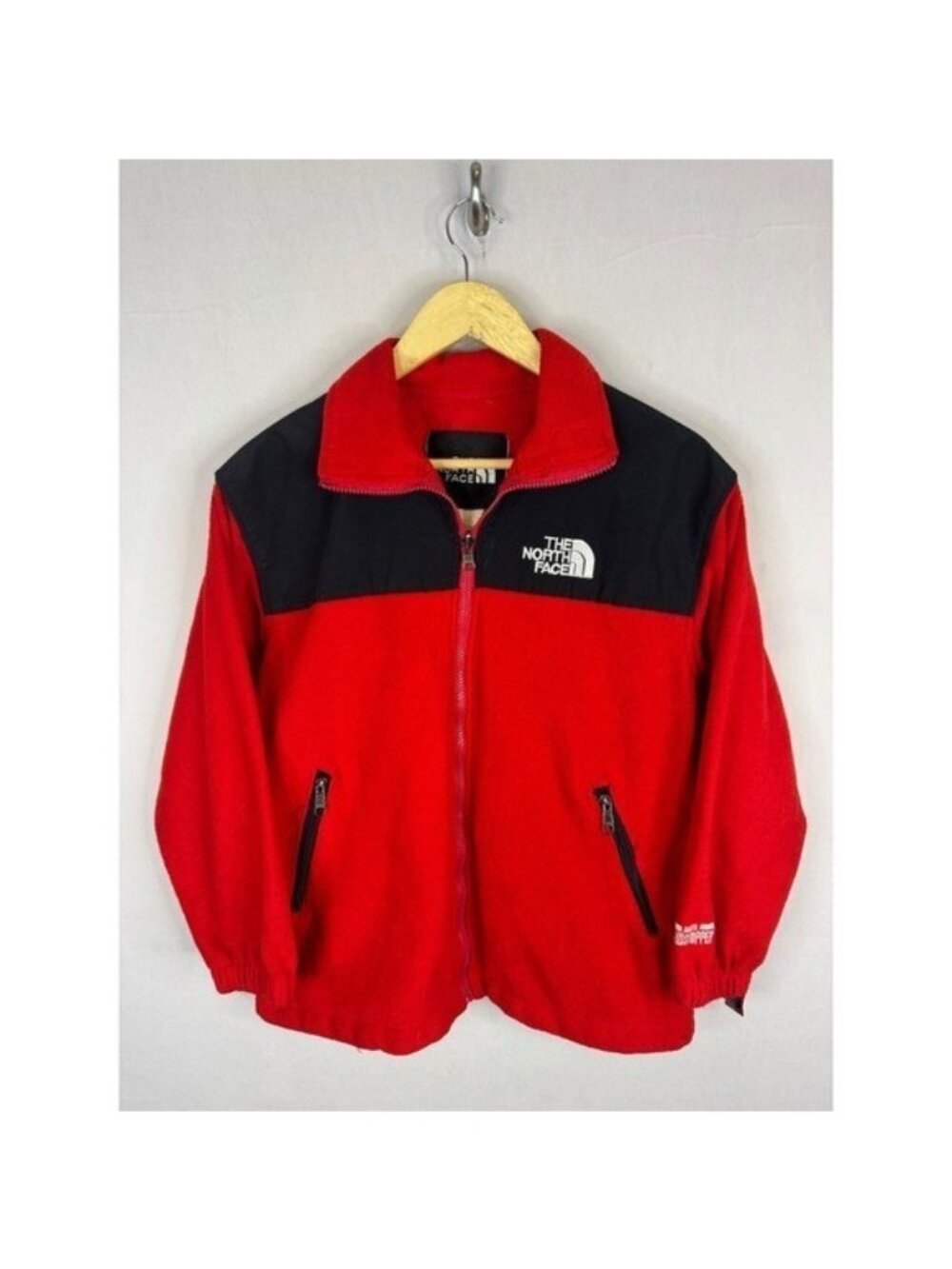 The North Face Vintage 90s Fleece Liner Jacket Red Black Gore Windstopper M